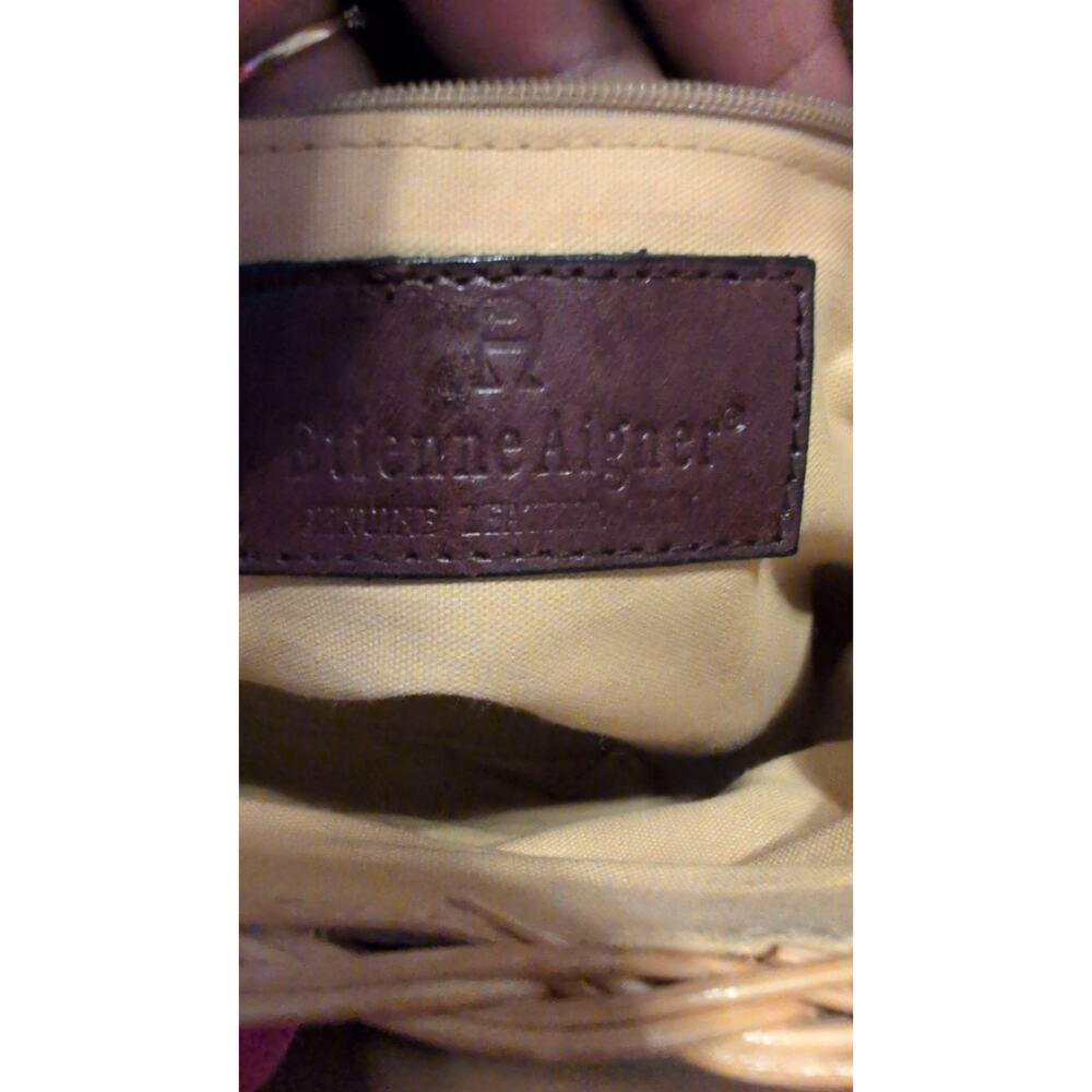 Vintage Etienne Aigner Wicker Basket Purse Leather Top Excellent - Picture 5 of 6